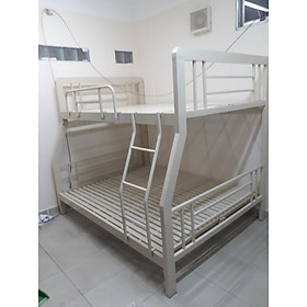Giường tầng sắt hộp vuông trẻ em cao cấp 1m4-1m6 màu hồng loại tốt