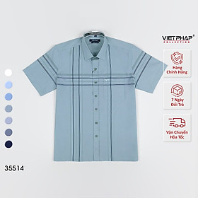 Áo Sơ Mi Nam Ngắn Tay VIỆT PHÁP Form Luxury Chất liệu Bambo In Sọc lịch lãm, sang trọng 35514