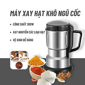 Máy xay hạt khô, xay bột, gia vị cà phê đa năng,công suất 300w, lưỡi dao 8 cánh cực bén, chất liệu cối inox, bảo hành 12 tháng
