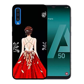Ốp lưng cho Samsung A50 Cô Gái Đầm Đỏ Nền Đen - Hàng chính hãng