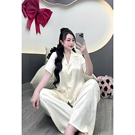 Bộ Pijama Lụa Hồ Điệp Nút Bọc Tay Ngắn Cao Cấp