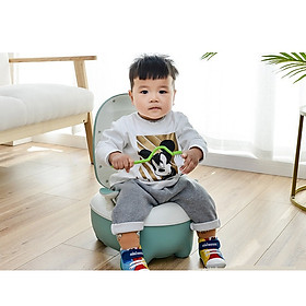 Bô Vệ Sinh Chim Cánh Cụt Cho Bé - Bệt Ngồi Toilet Trẻ Em, Di Động, Đế Chống Trơn Trượt, Khay Hứng Rời Tháo Lắp Dễ Dàng, Có Dựa Lưng, Chổi Cọ Vệ Sinh.