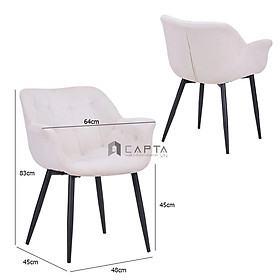 Mua Ghế trang điểm có lưng tựa LARA 3A-F Nội thất Capta Ghế café nệm vải nhung may caro sọc vuông có tay vịn chân sắt đen