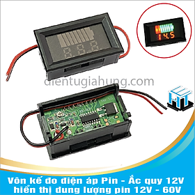 Vôn kế đo điện áp Pin - Ắc quy 12V hiển thị dung lượng pin 12V - 60V