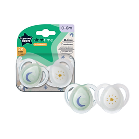 Ty Ngậm Dạ Quang Cho Bé Tommee Tippee 0-6 Tháng (Vỉ Đôi) - Night Time – Trăng Xanh