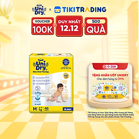 Tã dán em bé Siêu khô thoáng gói Jumbo Unidry G6X size M-46 miếng