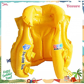 Áo phao tập bơi Yesure Intex Step 2 tiện dụng dành cho bé 3-6 tuổi(<30 kg), chất liệu nhựa PVC màu vàng bắt mắt an toàn cho bé, không thấm nước, dễ dàng vệ sinh - Hàng Chính Hãng