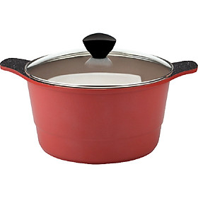 Nồi Orsay, size 24cm, dáng nồi thông dụng, màu đỏ,tráng ceramic đáy từ - happy home pro (korea)