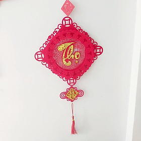 Mua Bộ khánh  quạt trang trí tết 35cm treo tường in chữ thư pháp PHÚC  LỘC  THỌ decor phòng khách đón năm mới 2023