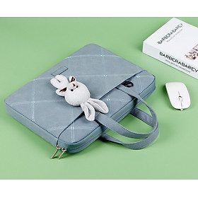 Túi chống sốc da cặp da chống sốc cho macbook, laptop, surface đeo chéo cute tặng kèm gấu bông
