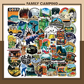 50 tấm dán Sticker Camping cắm trại ngoài trời phong cảnh không thấm nước dán laptop, nón bảo hiểm, xe, điện thoại, vali