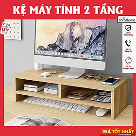 Kệ Gỗ Để Màn Hình Máy Tính 2 Tầng Đa Năng Kết Hợp Để Sách, Bàn Phím Và Chuột Gỗ MDF Chống Thấm Cao Cấp