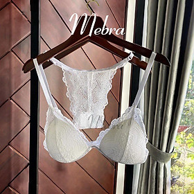 Set bralette ren hoa trắng không gọng đệm vừa sexy WHITE PREMIUM Mebra MD026T