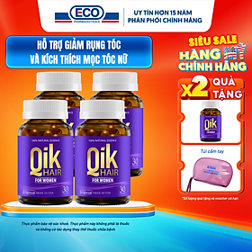 [Tặng Hộp 15v] Combo 4 Hộp 30v - Viên Uống Mọc Tóc Qik Hair For Women Ecogreen Giảm Rụng Tóc Cho Nữ