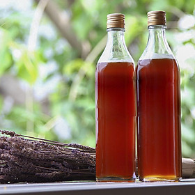 Mua Bộ 2 chai thủy tinh vuông nắp nhôm vàng 500ml  dùng đựng mật ong  nguyên liệu pha chế