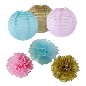 Tissue Paper Pom Poms Colorful Lanterns for Wedding Decor