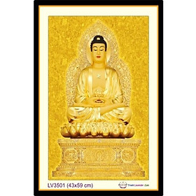 Tranh thêu Phật A  Di Đà nền vàng LV3501 - kích thước: 43 * 59cm. (TRANH CHƯA LÀM)