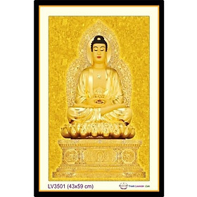 Mua Tranh thêu Phật A  Di Đà nền vàng LV3501 - kích thước: 43 * 59cm. (TRANH CHƯA LÀM)
