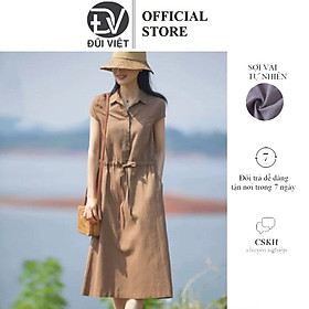  Đầm Suông Linen Cổ Đức,Váy Sơ mi Công Sở, Dạo Phố Đũi Việt - Phong Cách Thời Trang Hàn Quốc