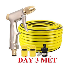 Bộ dây vòi xịt nước rửa xe, tưới cây .tăng áp 3 lần,loại 3m,5m 206701-1đầu đồng,cút,nối nhựa đen+ tặng mở chai