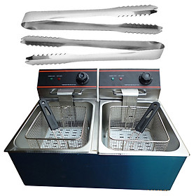 Mua Bếp Chiên Nhúng Đôi Công Nghiệp 12 Lit Tặng 2 Cây Gắp Thực Phẩm inox Rainy
