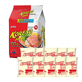 Lốc Mì Vị Bò cay Koreno Jumbo (100G x 10 Gói)