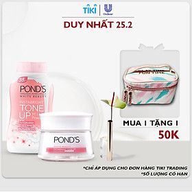 Combo Kem Sữa Dưỡng Trắng Nâng Tông Pond'S White Beauty (50g) + Phấn Phủ Nâng Tông Pond'S White Beauty (40g)