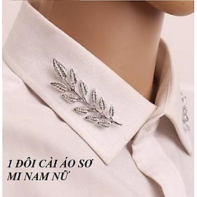 cặp Cài áo sơ mi nam nữ hình chiếc lá, hợp kim mạ  - 1 cặp màu trắng