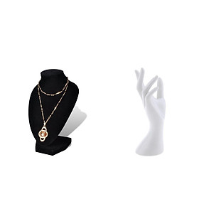 Store Black Velvet Necklace Bust Jewelry Rack Display + Mannequin Hand