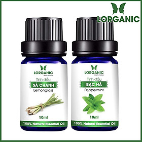 Combo Tinh Dầu Sả Chanh Lorganic + Bạc Hà Lorganic (10ml / Chai)