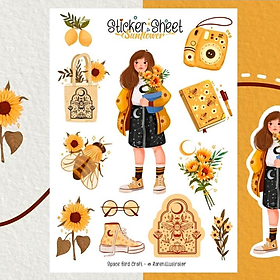Hình ảnh sticker sheet Sun flower - chuyên dán, trang trí sổ nhật kí, sổ tay | Bullet journal sticker - unim003