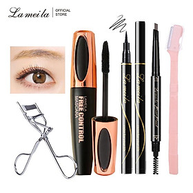 Bộ trang điểm mắt LAMEILA Mascara + kẻ mắt dạng lỏng + uốn lông mi mang đi du lịch + dao tỉa lông mày + chì kẻ mày