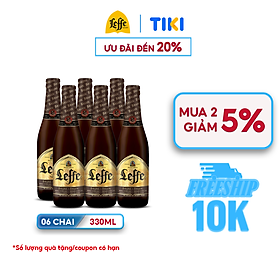 Lốc 6 Chai Bia Leffe Brune Leffe Nâu - Bia Thầy Tu Nhập Khẩu Bỉ 330ml chai