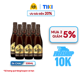 Lốc 6 Chai Bia Leffe Brune (Leffe Nâu) - Bia Thầy Tu Nhập Khẩu Bỉ (330ml/ chai)