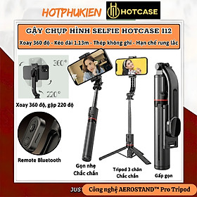 Mua Gậy chụp hình selfie tripod 3 chân bluetooth không dây Xoay 360 độ HOTCASE I12 cho iPhone 17 16 15 14  samsung  oppo  vivo - Gập Gọn 3in1  Chống Rung Cực Đỉnh  Xoay 360°  Cao 1130mm - Hàng nhập khẩu
