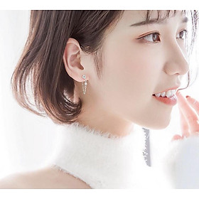 Bông tai đá kiểu dáng cá tính - vành tai tone