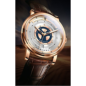 Đồng hồ nam chính hãng Lobinni LB18081G-D1 ,Kính sapphire chống xước,chống nước 50m,mặt trắng vỏ vàng hồng dây da nâu xịn, thép không gỉ 316L,Đồng hồ cơ (Automatic) bảo hành 24 tháng, hàng mới 100%,thiết kế đơn giản và sang trọng