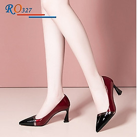 [ShopTayThi] GIÀY NỮ CAO GÓT 7P BÍT MŨI DA PU BÓNG CAO CẤP RO327