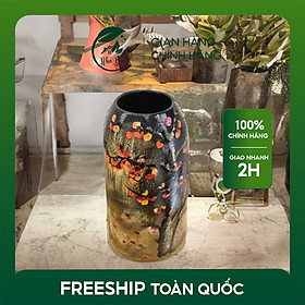Mua Bình hoa gốm Bát Tràng dáng chum 36cm họa tiết trái hồng