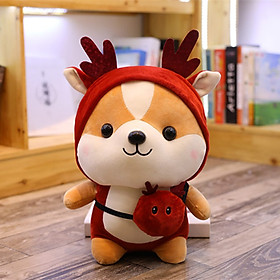 Hình ảnh Gấu bông gối ôm chú chó Shiba Cosplay đáng yêu nghộ nghĩnh-Đỏ