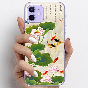Ốp lưng cho iPhone 12, iPhone 12 Mini nhựa TPU mẫu Hoa sen cá