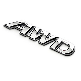 Decal tem chữ AWD inox dán trang trí ô tô, xe hơi G40108