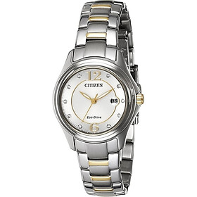 Đồng Hồ Citizen Nữ Đính Đá Swarovski Dây Kim Loại Máy Eco-Drive FE1134-54A - Mặt Trắng (20mm)