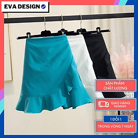 Chân váy công sở nữ ngắn vải tuyết mưa Eva design dáng chữ A phối bèo cực rẻ trẻ đẹp