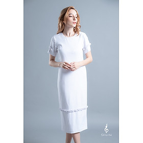 Đầm WHITE Linen dress with sleeves