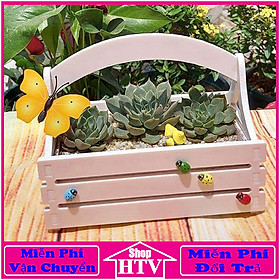Mua Giỏ cắm hoa bằng gỗ  màu trắng sang trọng - a02