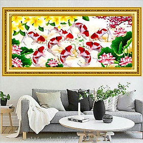 Mua Tranh thêu chữ thập Cửu ngư quần hội LV3275 - tự thêu