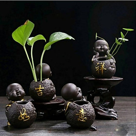 Nơi bán Bộ 4 tượng chú tiểu cát tường như ý - gốm từ sa - Giá Từ -1đ