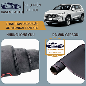 [HYUNDAI SANTAFE] Thảm Taplo 3 Lớp Dành Cho Xe HYUNDAI SANTAFE, Nhung Lông Cừu Và Da Vân Carbon Cao Cấp - Hàng Chính Hãng