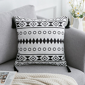 Mua Gối Tựa Lưng Sofa Nhung Hình Học Đen Đính Tua Rua